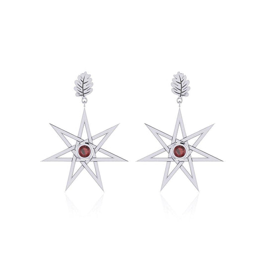 Dangling Gemstone Elven Star with Oak Leaf Post Earrings TER1764 - Peter Stone Wholesale