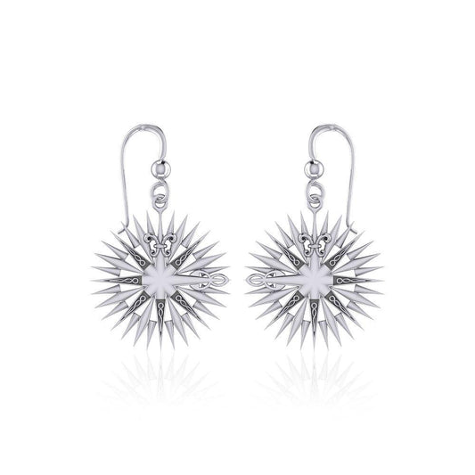 Wonderful Celtic Compass Rose Silver Earrings TER1765 - Peter Stone Wholesale