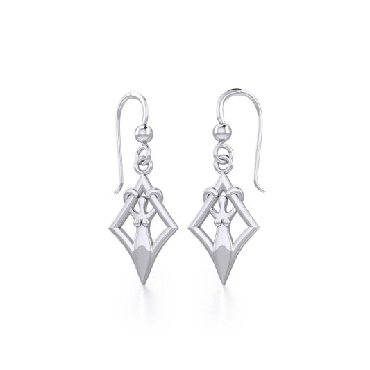 Goddess in Diamond Frame Silver Earrings TER1787 - Peter Stone Wholesale