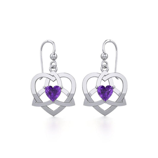 The Celtic Trinity Heart Silver Earrings with Gemstone TER1788 - Peter Stone Wholesale