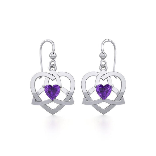 The Celtic Trinity Heart Silver Earrings with Gemstone TER1788 - Peter Stone Wholesale