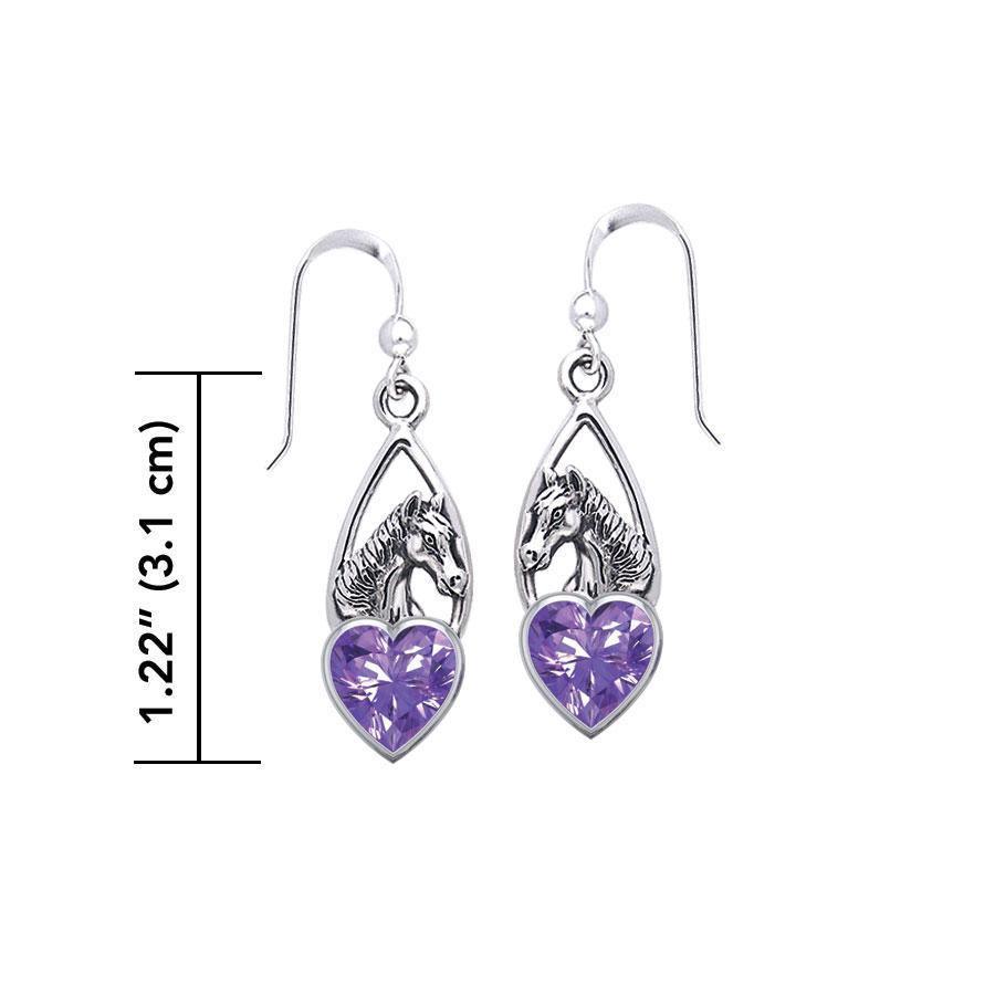 Horse Over Heart Gemstone Silver Earrings TER1791 Earrings