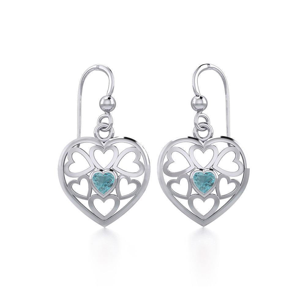 Hearts in Heart Silver Earrings with Gemstone TER1792 Earrings