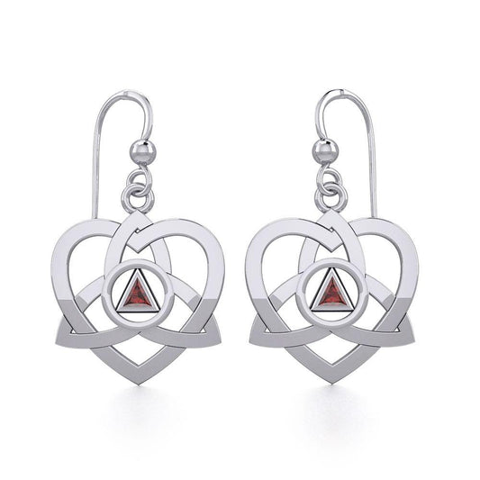 Silver Celtic Trinity Heart Earrings with Inlaid Recovery Symbol TER1802 Earrings