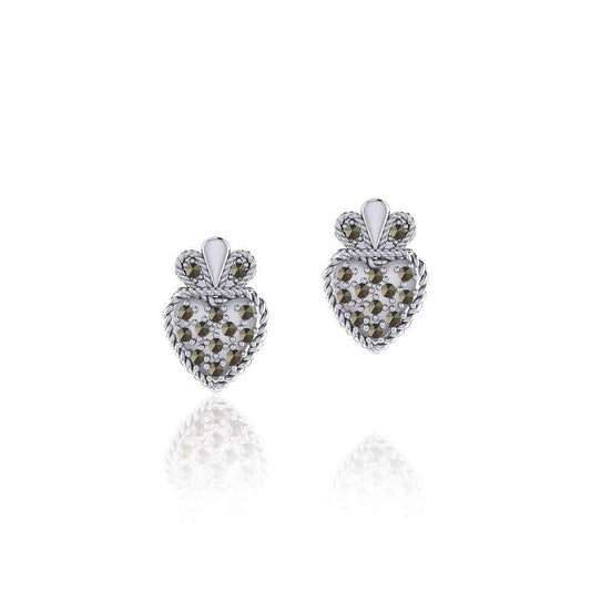 Claddagh Silver Post Earrings with Marcasite TER1819 Post Earrings