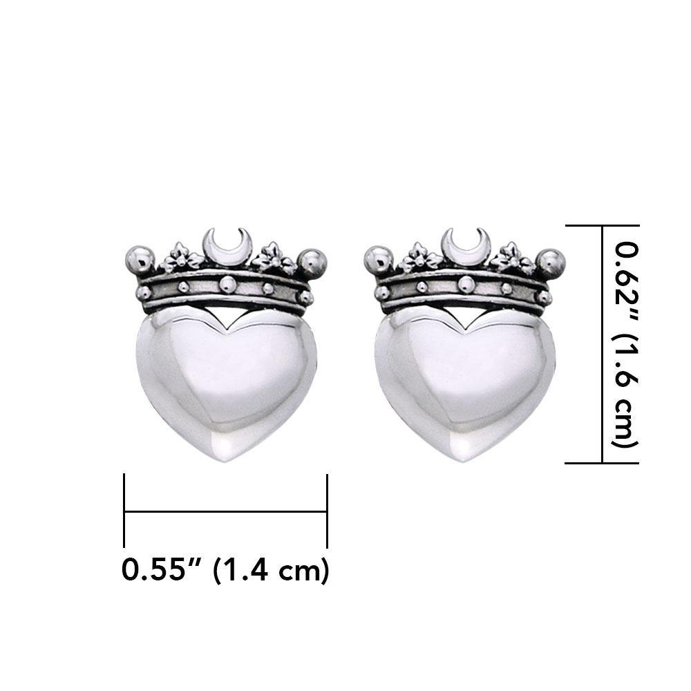 Cari Buziak Heart with Crown Silver Post Earrings TER1822 Earrings