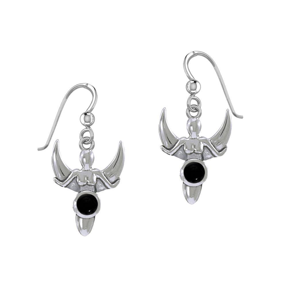 Goddess with Crescent Moon Silver Earrings with Gemstone TER1829 Earrings