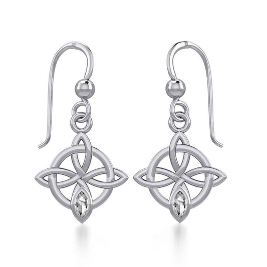 Celtic Quaternary Knot Silver Earrings with Gemstone TER1832 Earrings