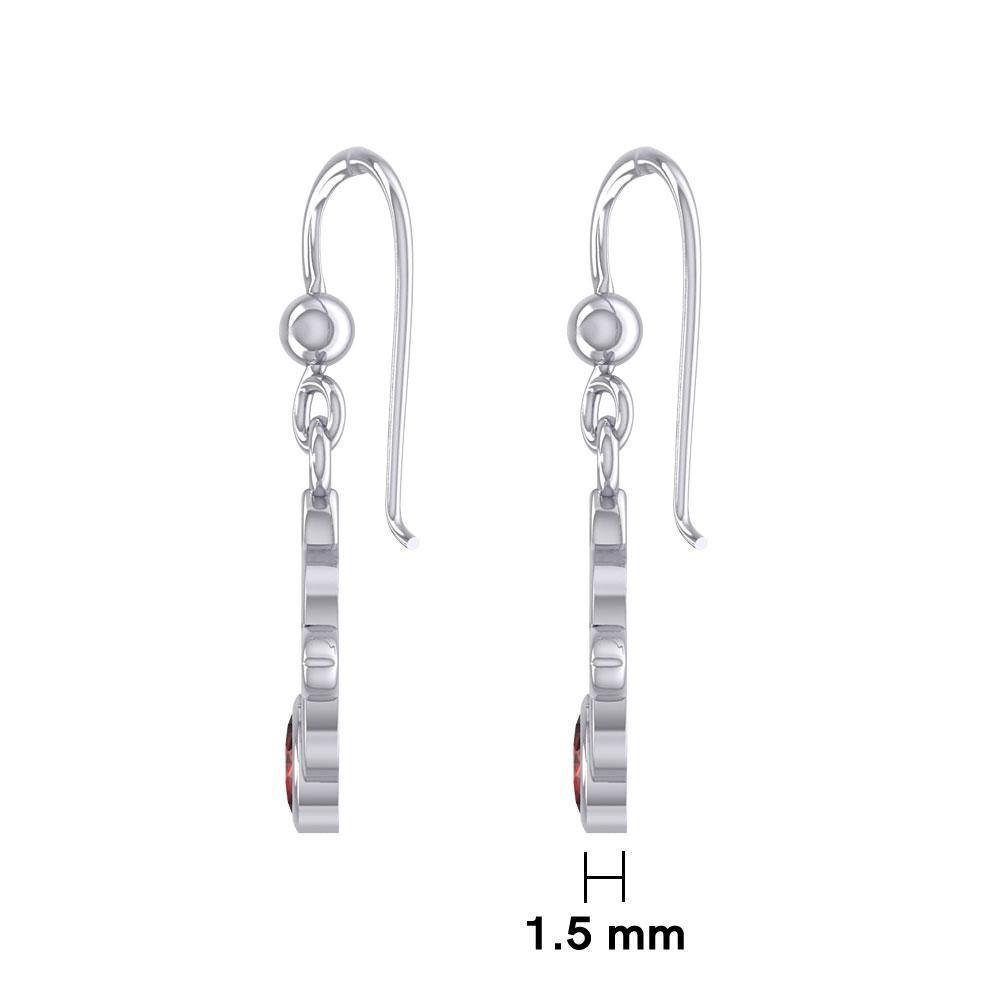 Celtic Quaternary Knot Silver Earrings with Gemstone TER1832 Earrings