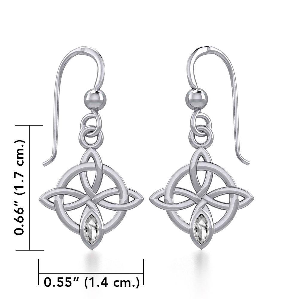 Celtic Quaternary Knot Silver Earrings with Gemstone TER1832 Earrings