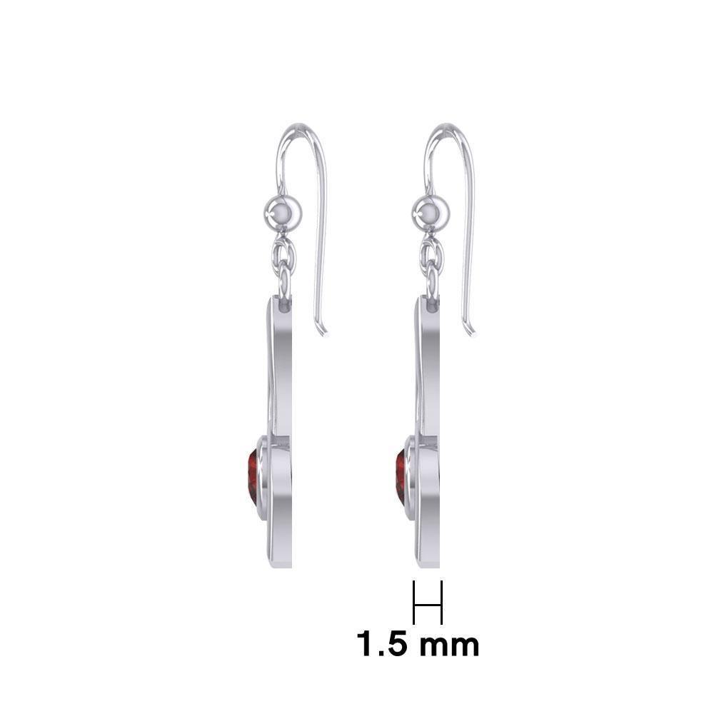 The Celtic Trinity Knot Silver Earrings with Heart Gemstone TER1837 