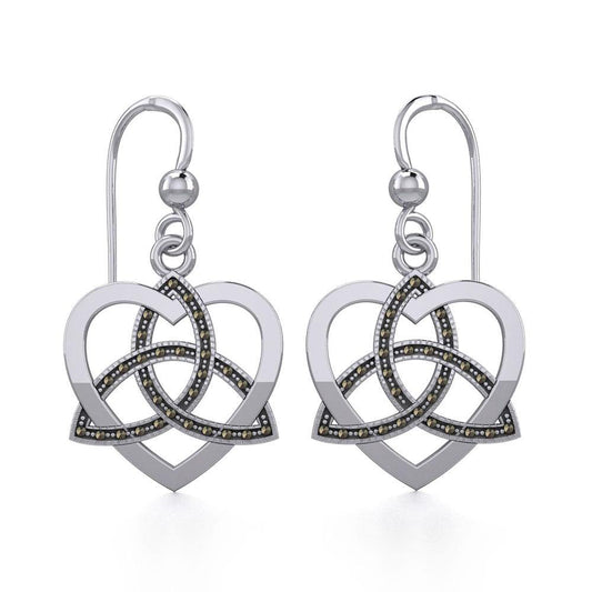 Marcasite Trinity in Heart Silver Earrings TER1839 Earrings