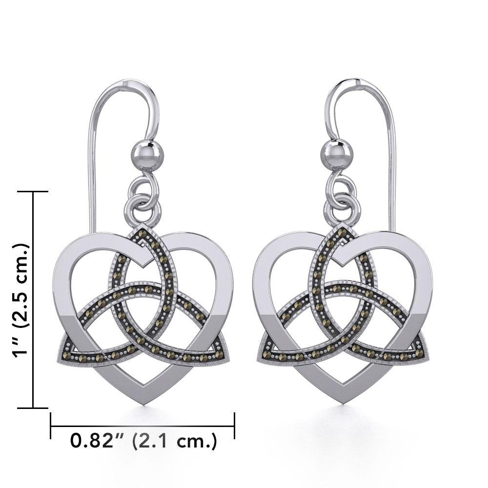 Marcasite Trinity in Heart Silver Earrings TER1839 Earrings