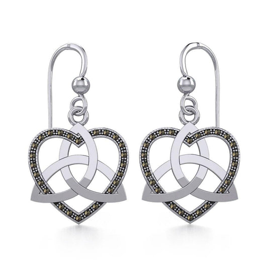 Trinity in Marcasite Heart Silver Earrings TER1840 Earrings