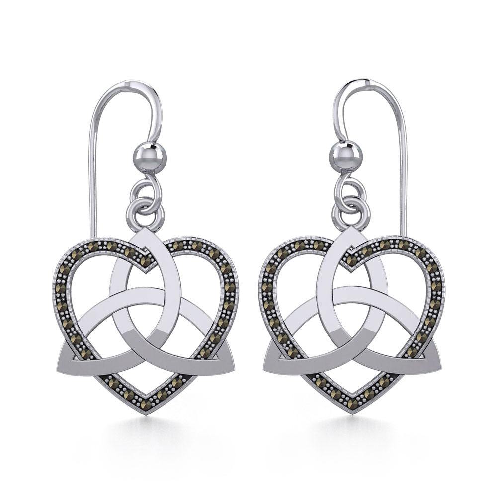 Trinity in Marcasite Heart Silver Earrings TER1840 Earrings