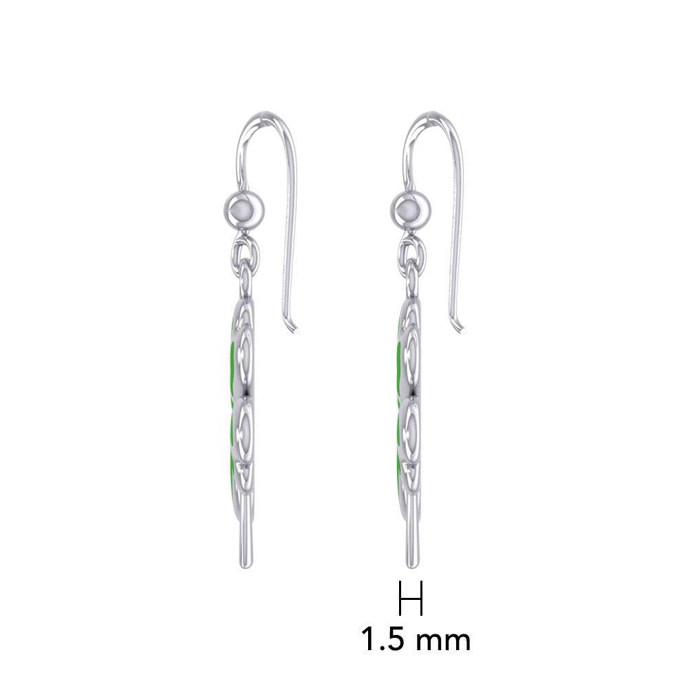 Lucky Four Leaf Clover Silver Earrings with Greend enamel TER1843 Earrings