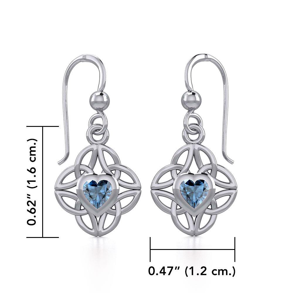 Celtic Knotwork Silver Earrings with Heart Gemstone TER1845 Earrings