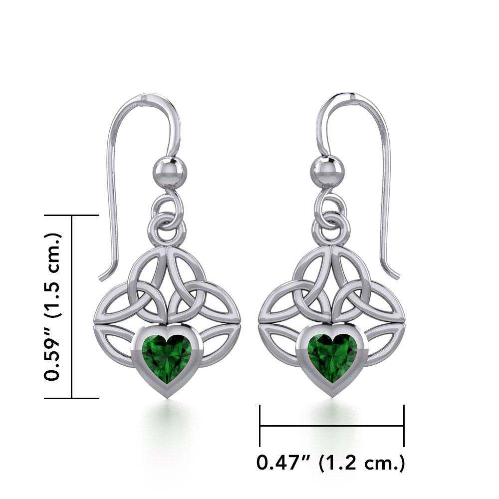 Celtic Knotwork Silver Earrings with Heart Gemstone TER1846 Earrings