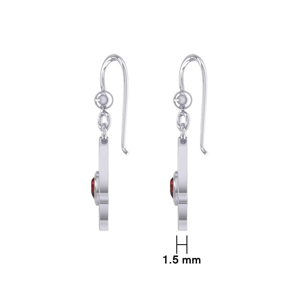 Celtic Knotwork Silver Earrings with Heart Gemstone TER1847 Earrings