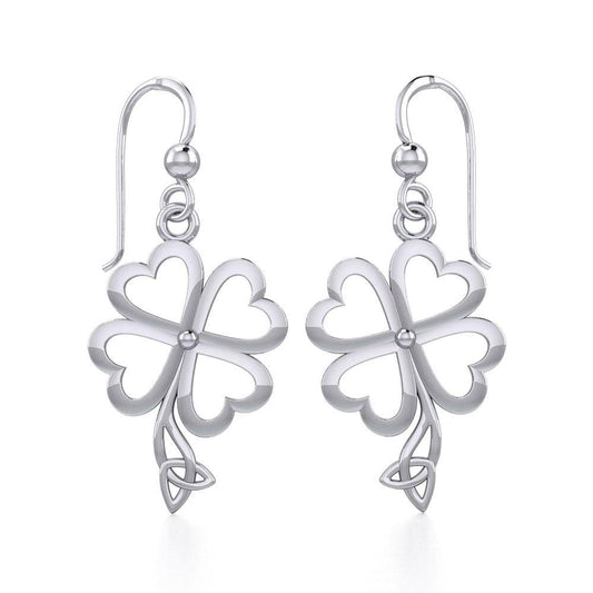 Four Leaf Clover with Trinity Knot Silver Earrings TER1848 Earrings