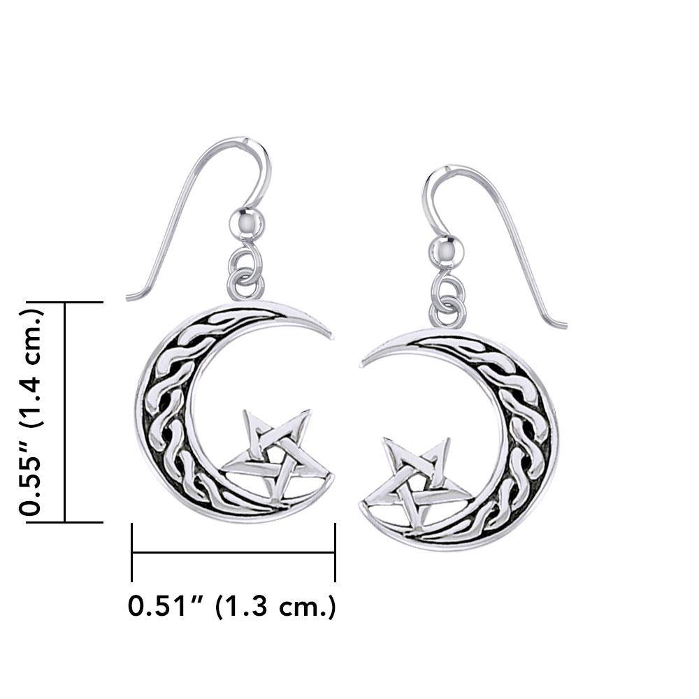 The Star on Celtic Crescent Moon Silver Earrings TER1852 Earrings