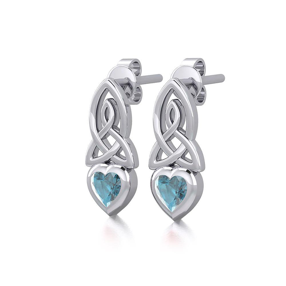 Celtic Heart Silver Post Earrings with Gemstone TER1871 Post Earrings