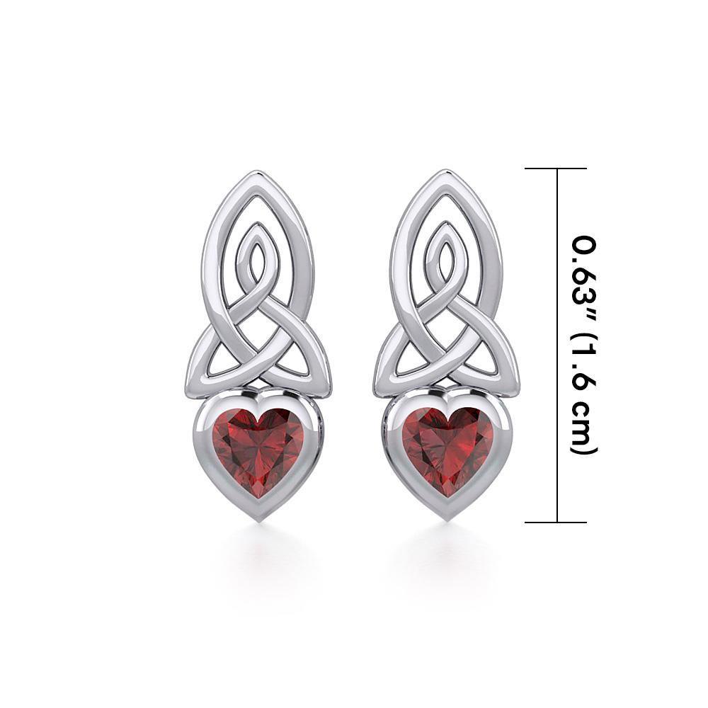Celtic Heart Silver Post Earrings with Gemstone TER1871 Post Earrings