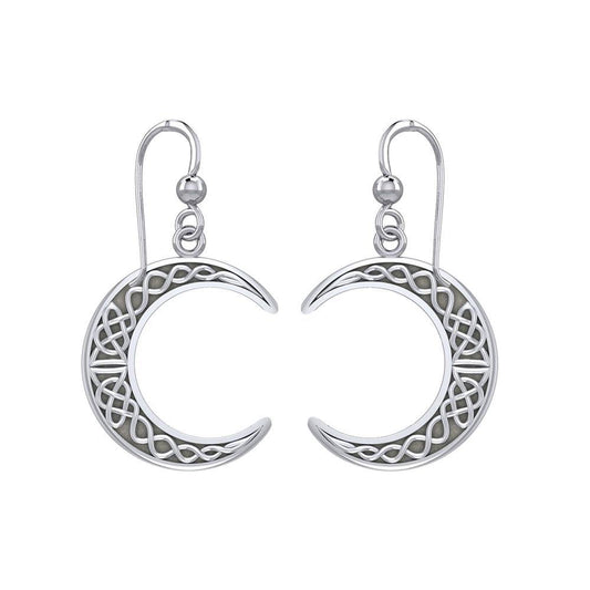 Large Celtic Crescent Moon Silver Earrings TER1879 Earring