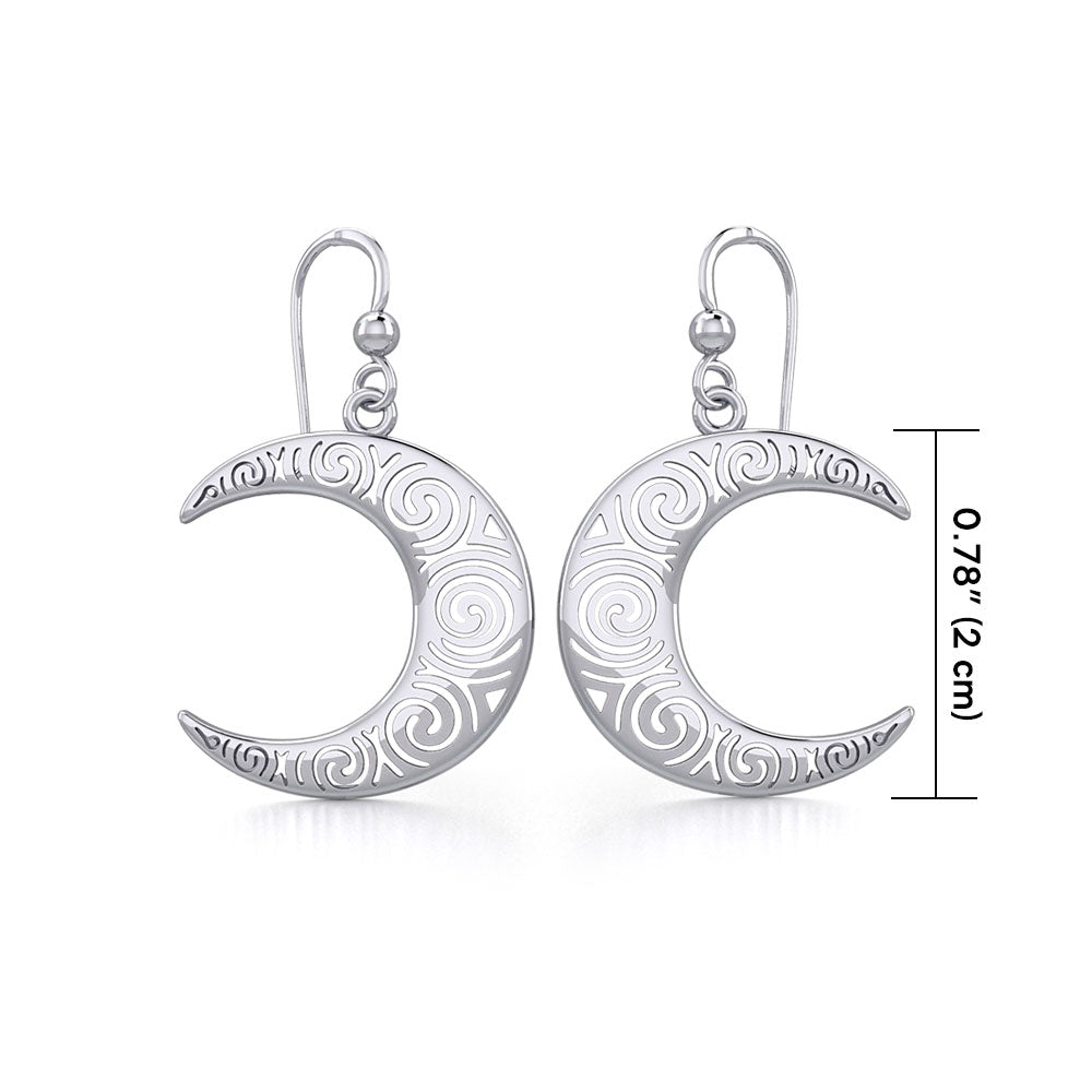 Spiral Crescent Moon Sterling Silver Earrings TER1895 - Wholesale Jewelry