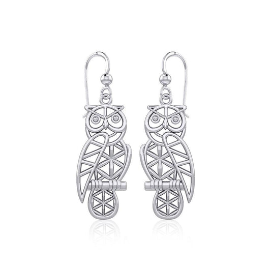 Silver Flower of Life Owl Earrings TER1905 Earrings