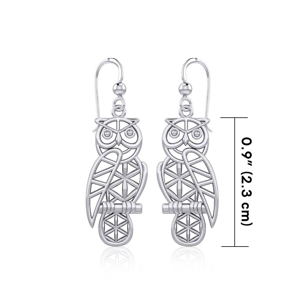 Silver Flower of Life Owl Earrings TER1905 Earrings