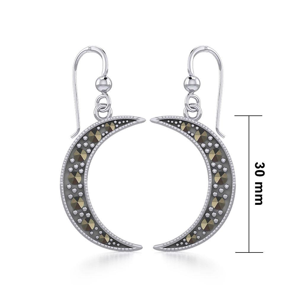 Crescent Moon Sterling Silver Earrings with Marcasite TER1906 Earrings