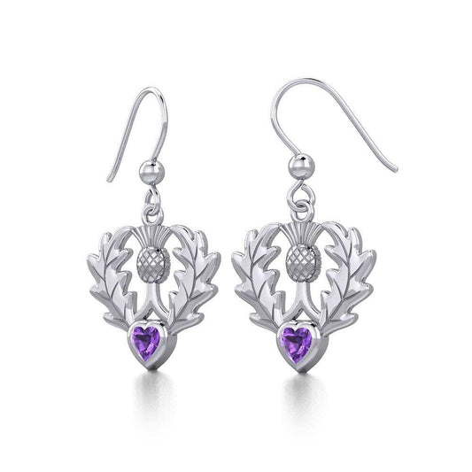 Thistle Silver Earrings with Heart Gemstone TER1912 Earrings