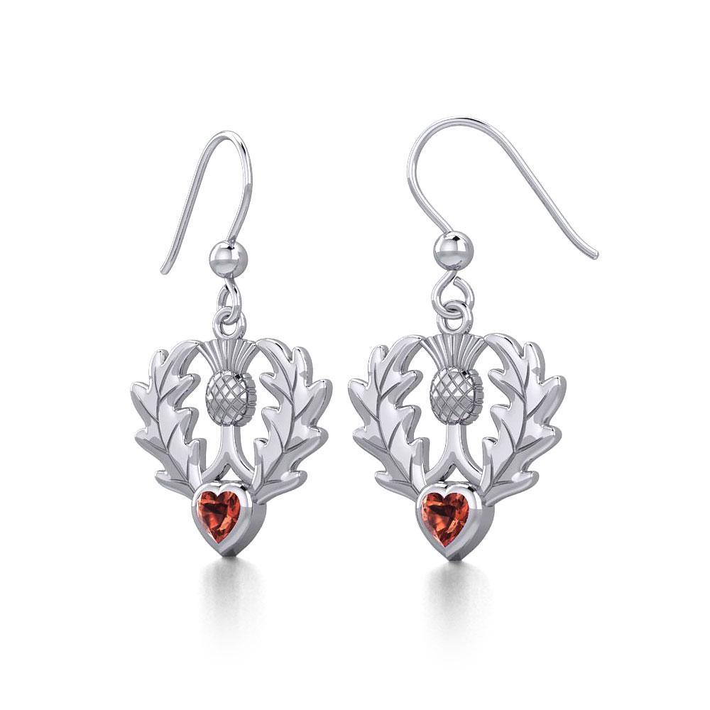 Thistle Silver Earrings with Heart Gemstone TER1912 Earrings