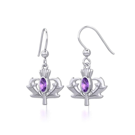 Thistle Silver Earrings with Oval Gemstone TER1913 Earrings