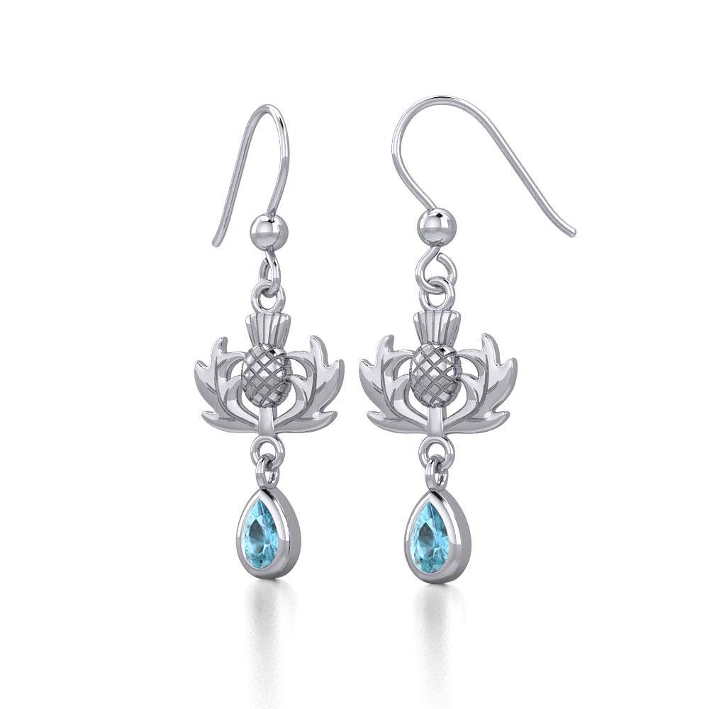 Thistle Silver Earrings with Dangling Gemstone TER1914 Earrings