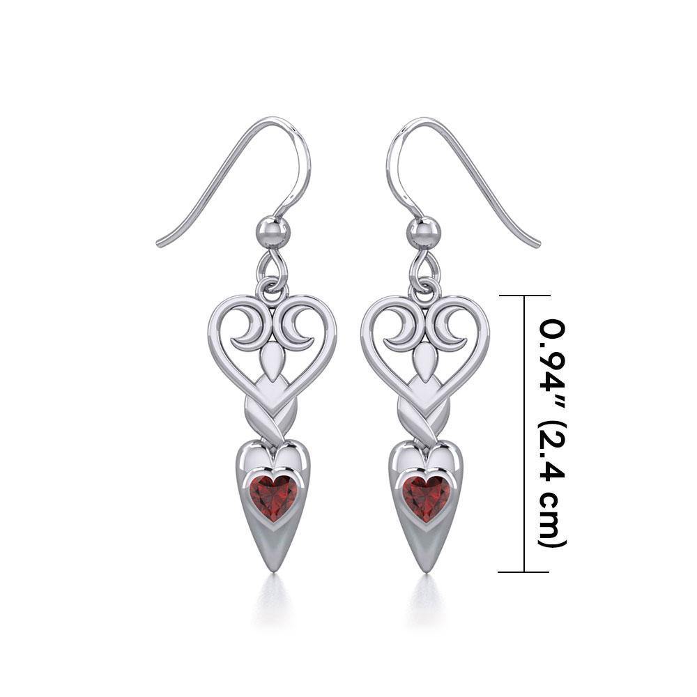 Goddess with Heart Gemstone Silver Earrings TER1918 Earrings