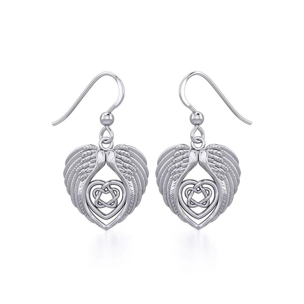 Angel Wing with Celtic Heart Silver Earrings TER1920 Earrings