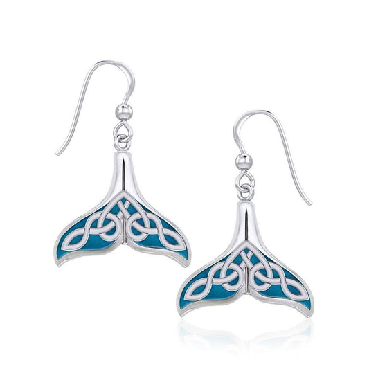 Celtic Whale Tail Silver Earrings with Enamel TER1931 Earrings