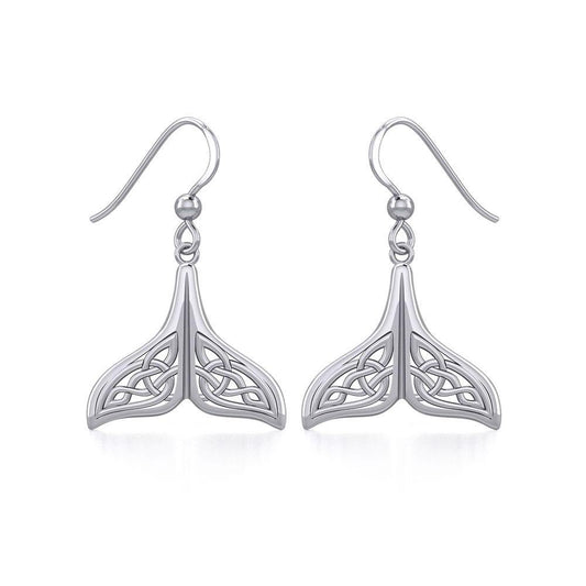 Celtic Knotwork Whale Tail Silver Earrings TER1936 - Wholesale Jewelry
