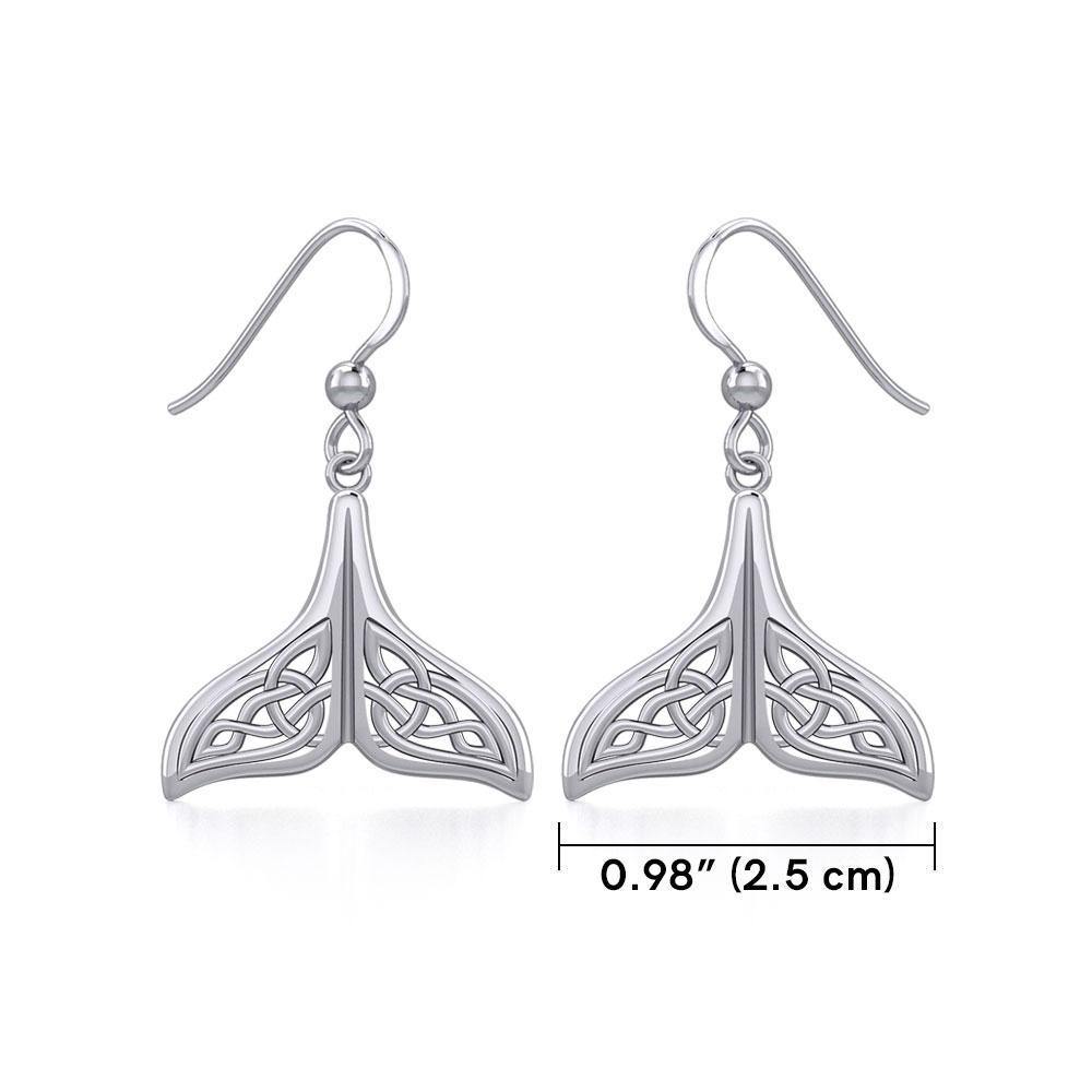 Celtic Knotwork Whale Tail Silver Earrings TER1936 - Wholesale Jewelry
