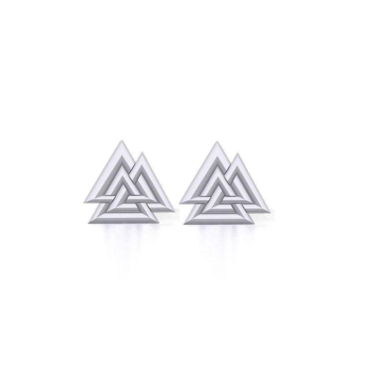Sterling Silver Viking Valknut Post Earrings TER1943 - Wholesale Jewelry