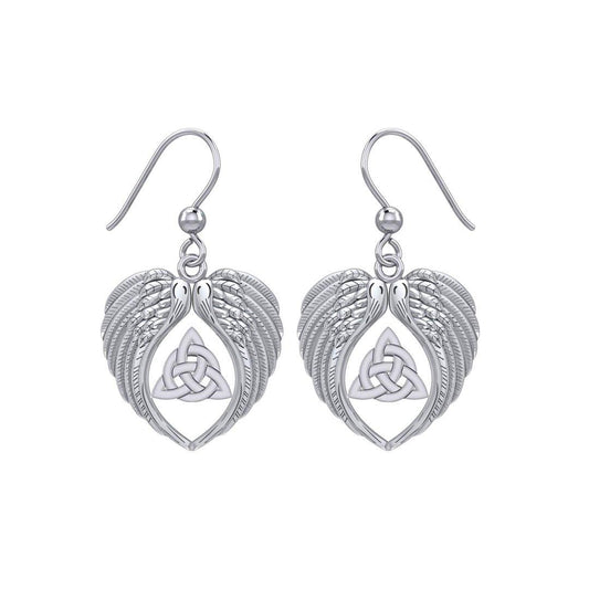 Feel the Tranquil in Angels Wings Silver Earrings with Triquetra TER1944 - Wholesale Jewelry