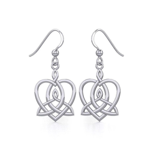 Celtic Motherhood Triquetra or Trinity Heart Silver Earrings TER1948 - peterstone.dropshipping