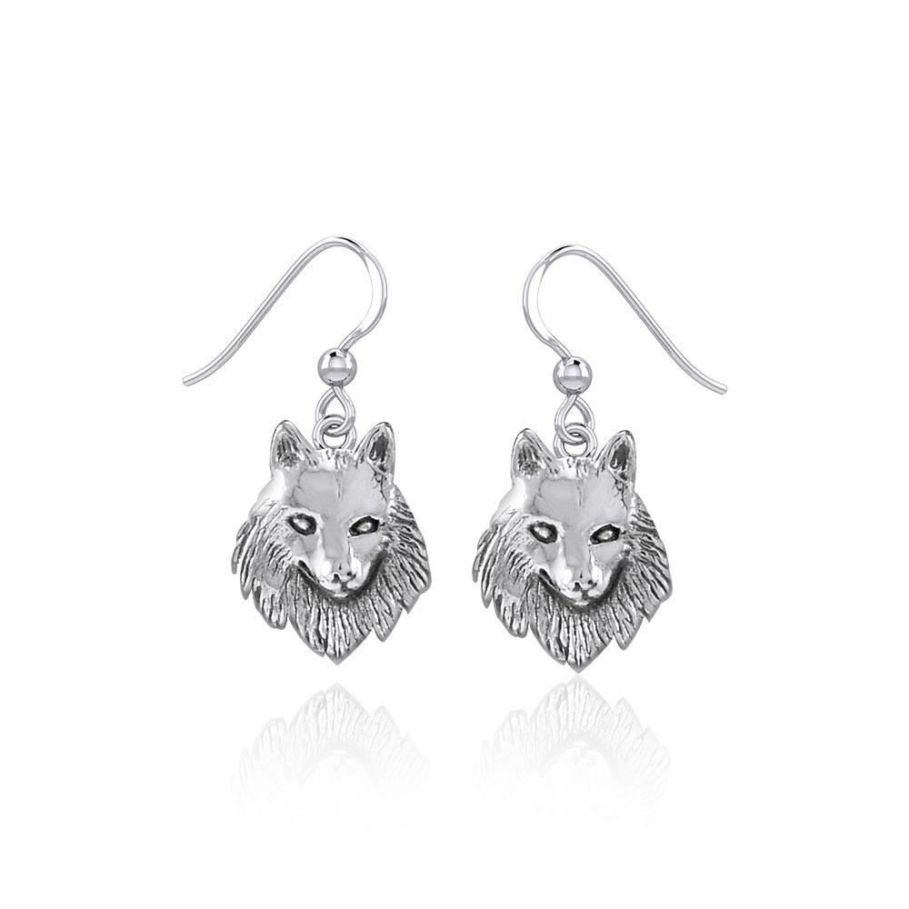 Wonderful Wolf Head Sterling Silver Earrings TER1954 - Wholesale Jewelry