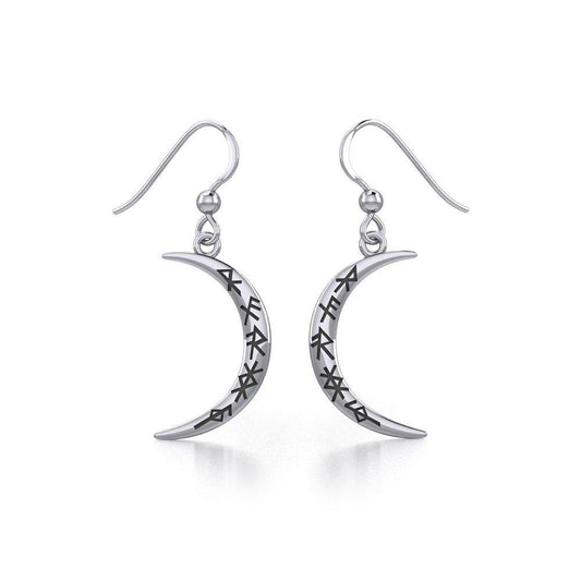 Crescent Moon with Bind Runes Earrings TER1955 - Wholesale Jewelry