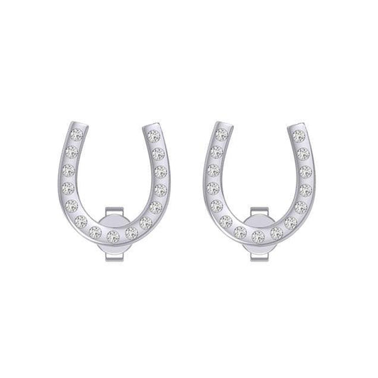 Horseshoe with Gems Silver Post Earrings TER1967 - peterstone.dropshipping