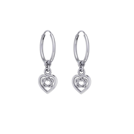 Celtic Knotwork Heart Silver Hoop Earrings TER2060 - peterstone.dropshipping