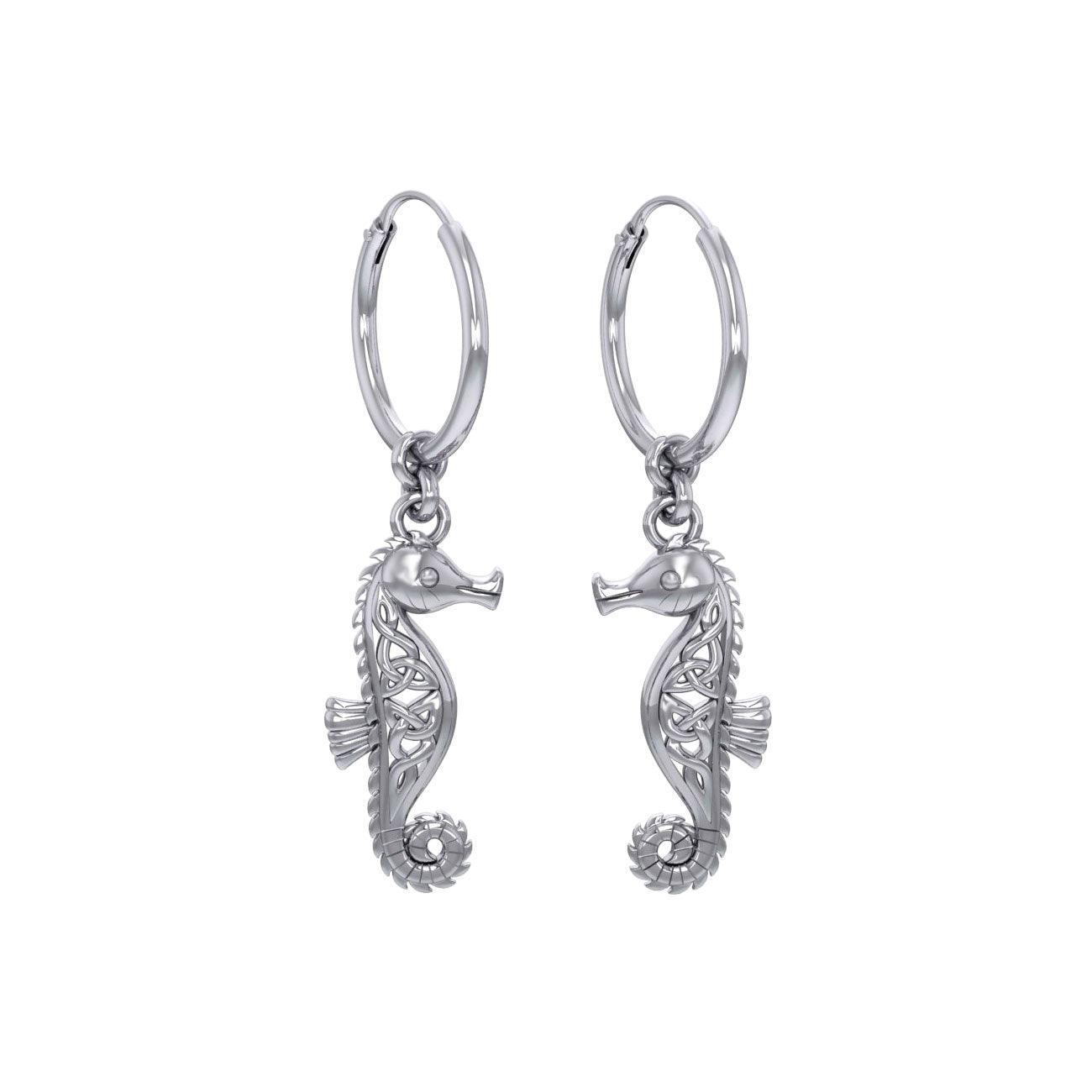 Celtic Knots Seahorse Silver Hoop Earrings TER2083 - peterstone.dropshipping