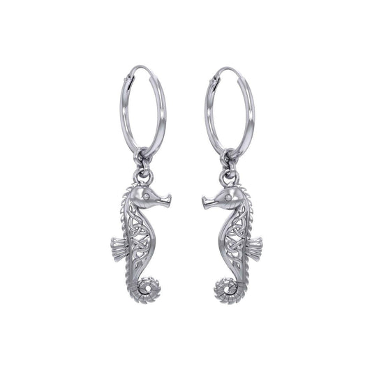 Celtic Knots Seahorse Silver Hoop Earrings TER2083 - peterstone.dropshipping